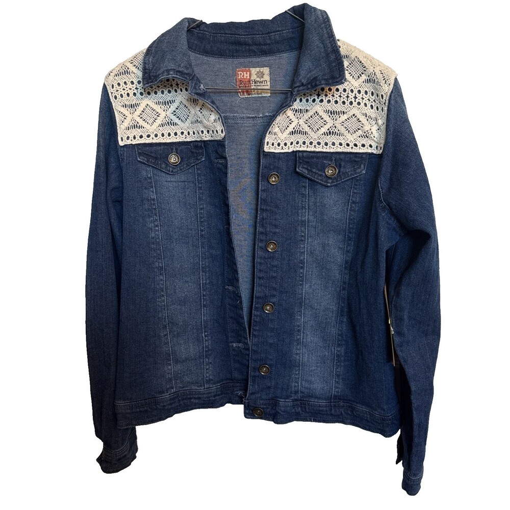 New W/ Tags Ruff Hewn Casual Long Sleeve Button Up Denim Jacket Womens Size S